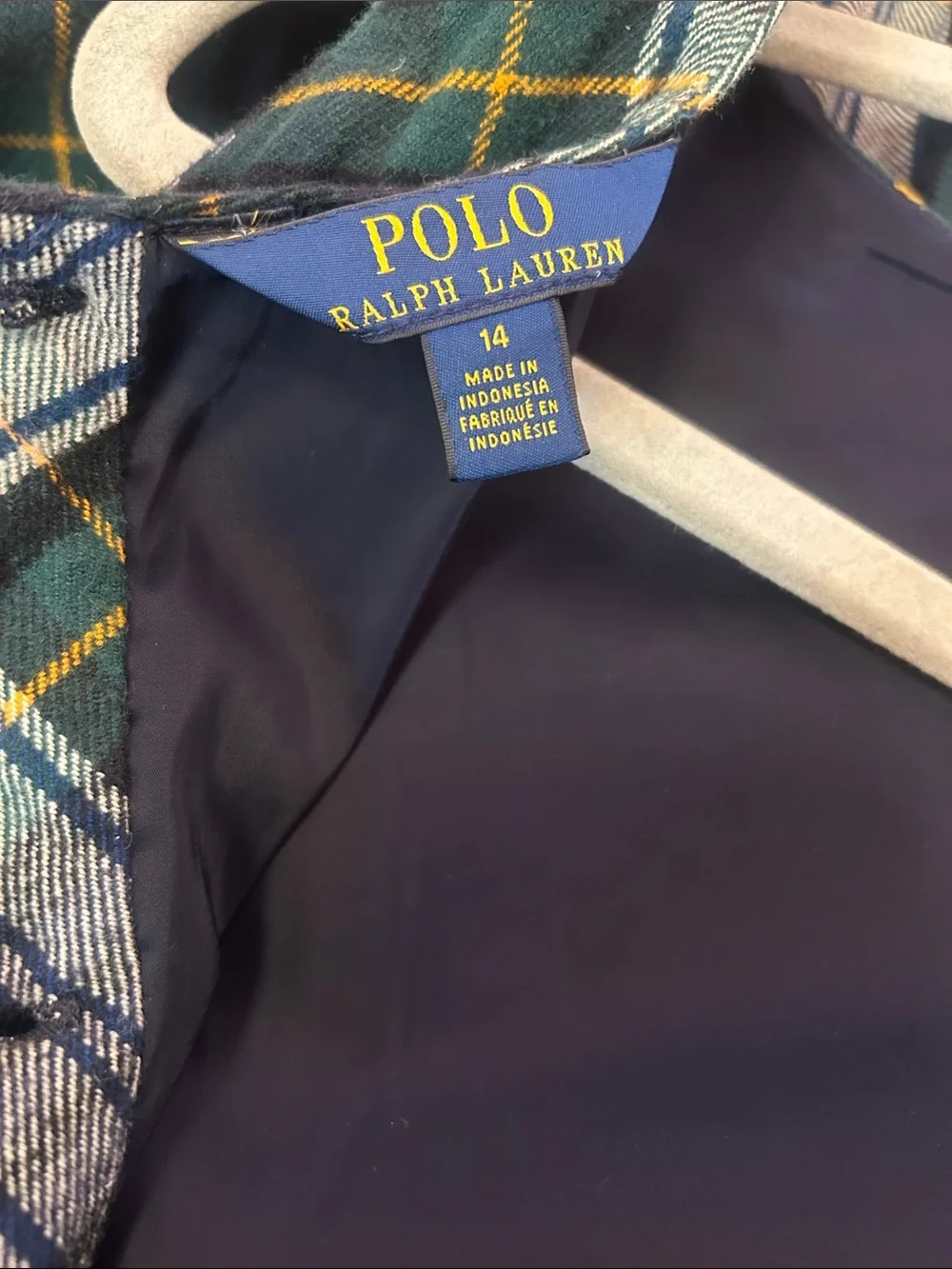 Polo by Ralph Lauren Navy, Green and White Plaid Sleeveless Dress
